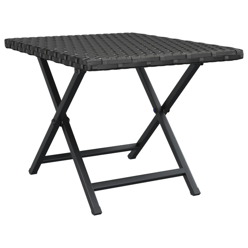 vidaXL طاولة قابلة للثني لون أسود 45×35×32 سم بولي روطان