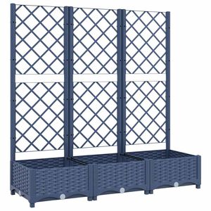 vidaXL حوض حديقة مع تعريشة أزرق رمادي 120&times;40&times;121.5 سم PP