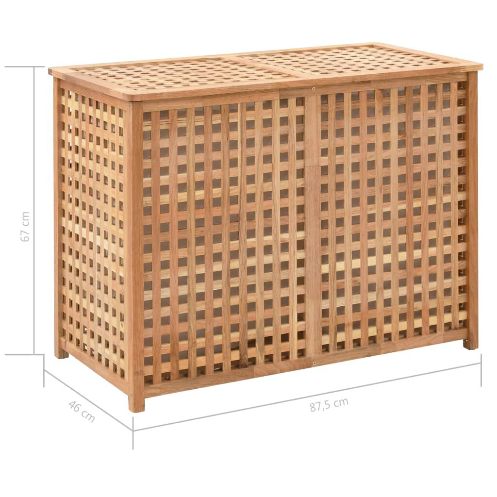 vidaXL سلة غسيل 87.5×46×67 سم خشب جوز صلب