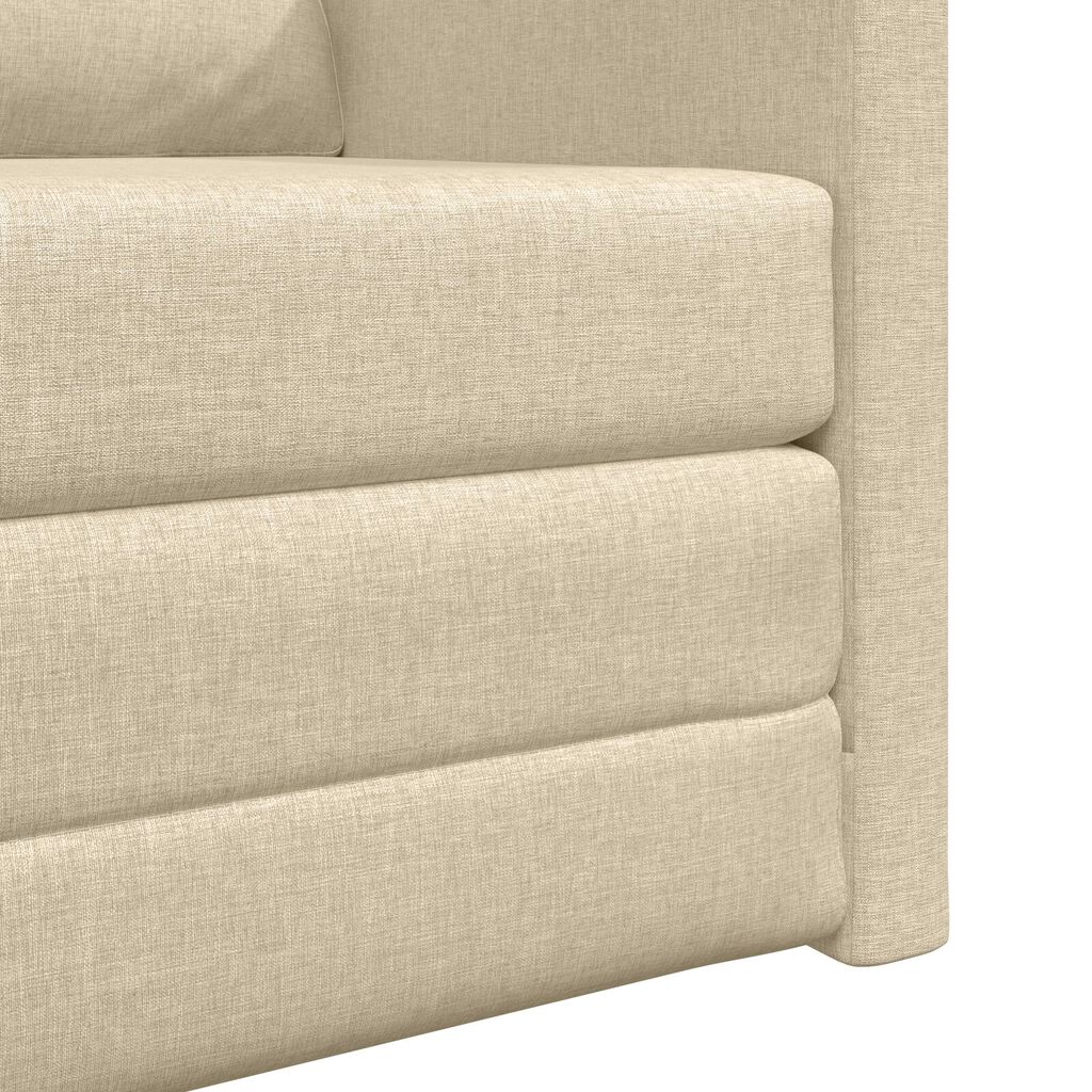 vidaXL سرير أريكة أرضي 2 في 1 لون كريمي 55x174x112 سم قماش