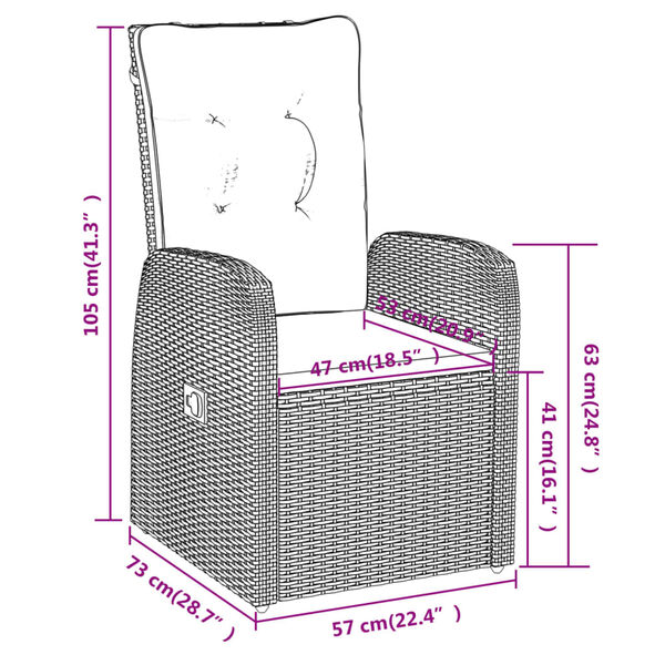 vidaXL طقم سفرة حديقة 7 قطع مع وسائد أسود