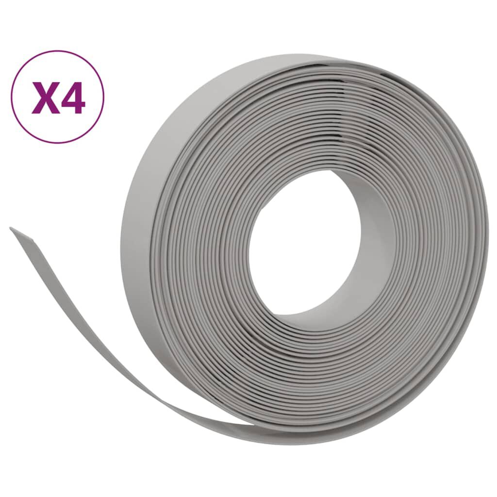 vidaXL سياجات حديقة 4 قطع لون رمادي 10 م 10 سم بولي إيثيلين
