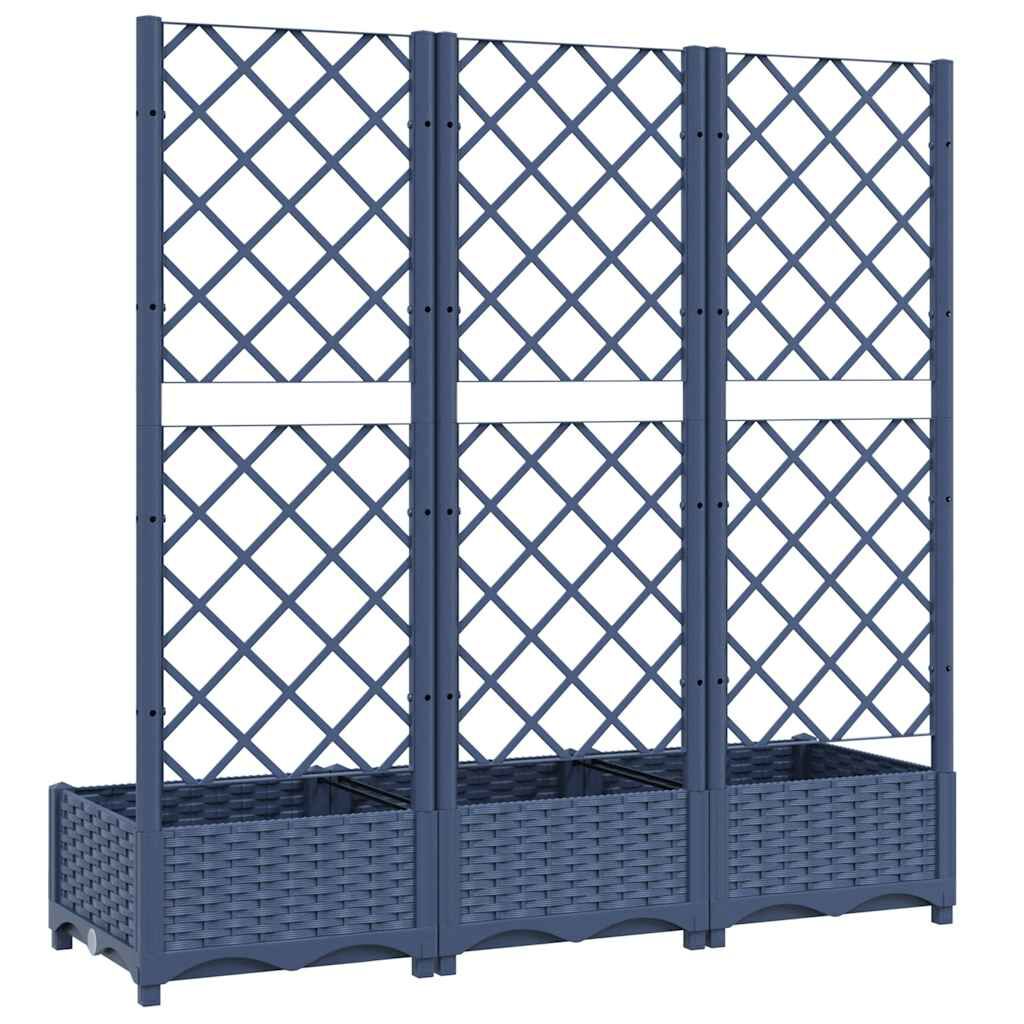 vidaXL حوض حديقة مع تعريشة أزرق رمادي 120×40×121.5 سم PP