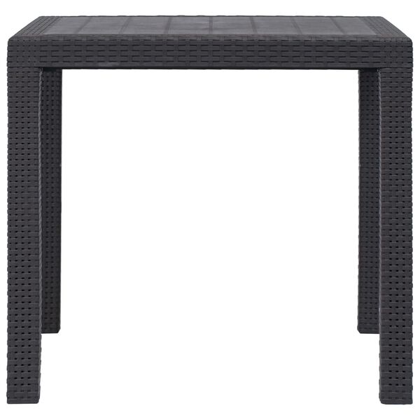 vidaXL طاولة حديقة بني 79×79×72 سم بلاستيك بمظهر روطان