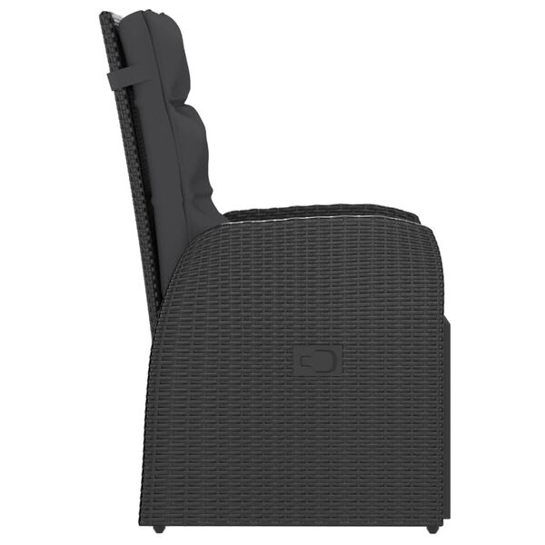 vidaXL طقم سفرة خارجي 11 ق مع وسائد بولي روطان أسود