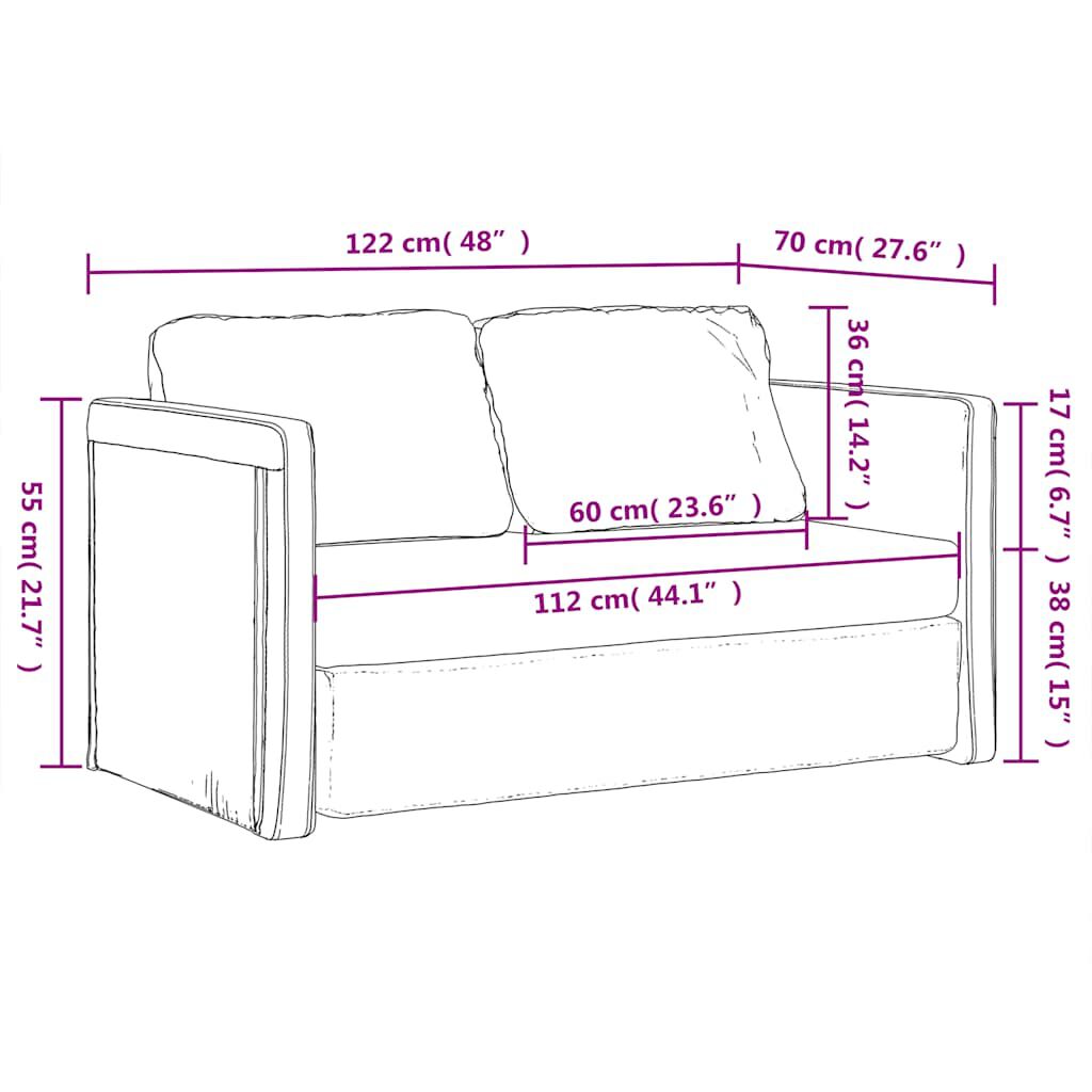 vidaXL سرير أريكة أرضي 2 في 1 لون رمادي داكن 55x204x122 سم مخمل