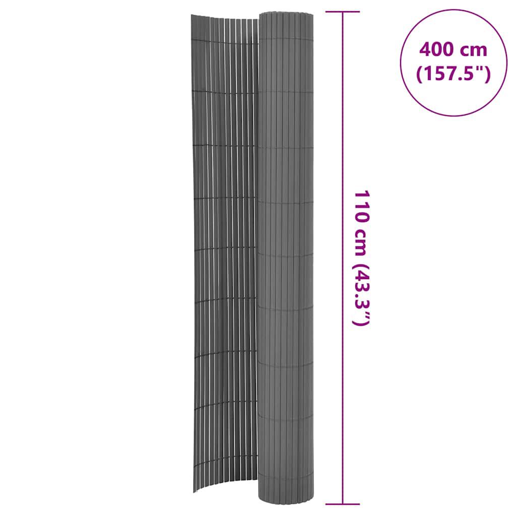 vidaXL سياج حديقة ذو وجهين 110×400 سم رمادي