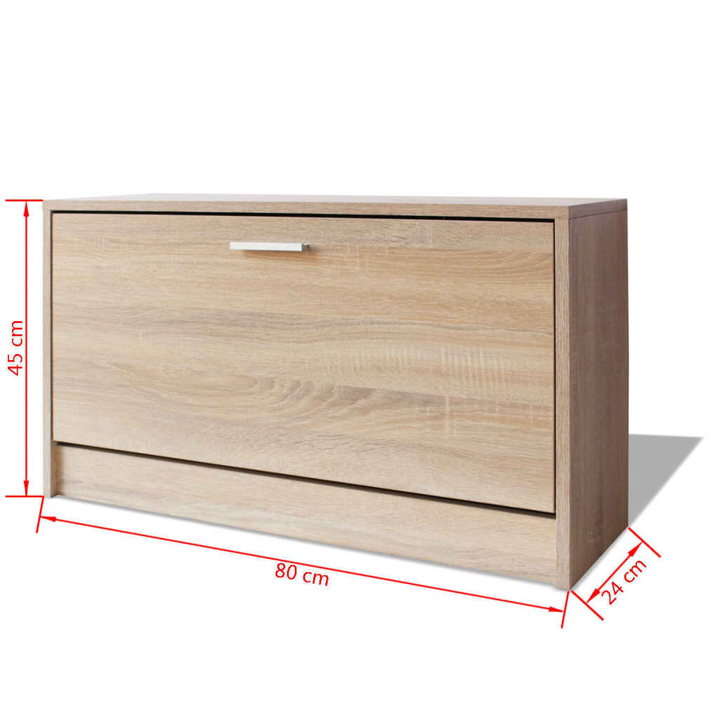 vidaXL مقعد تخزين أحذية أوك 80×24×45 سم