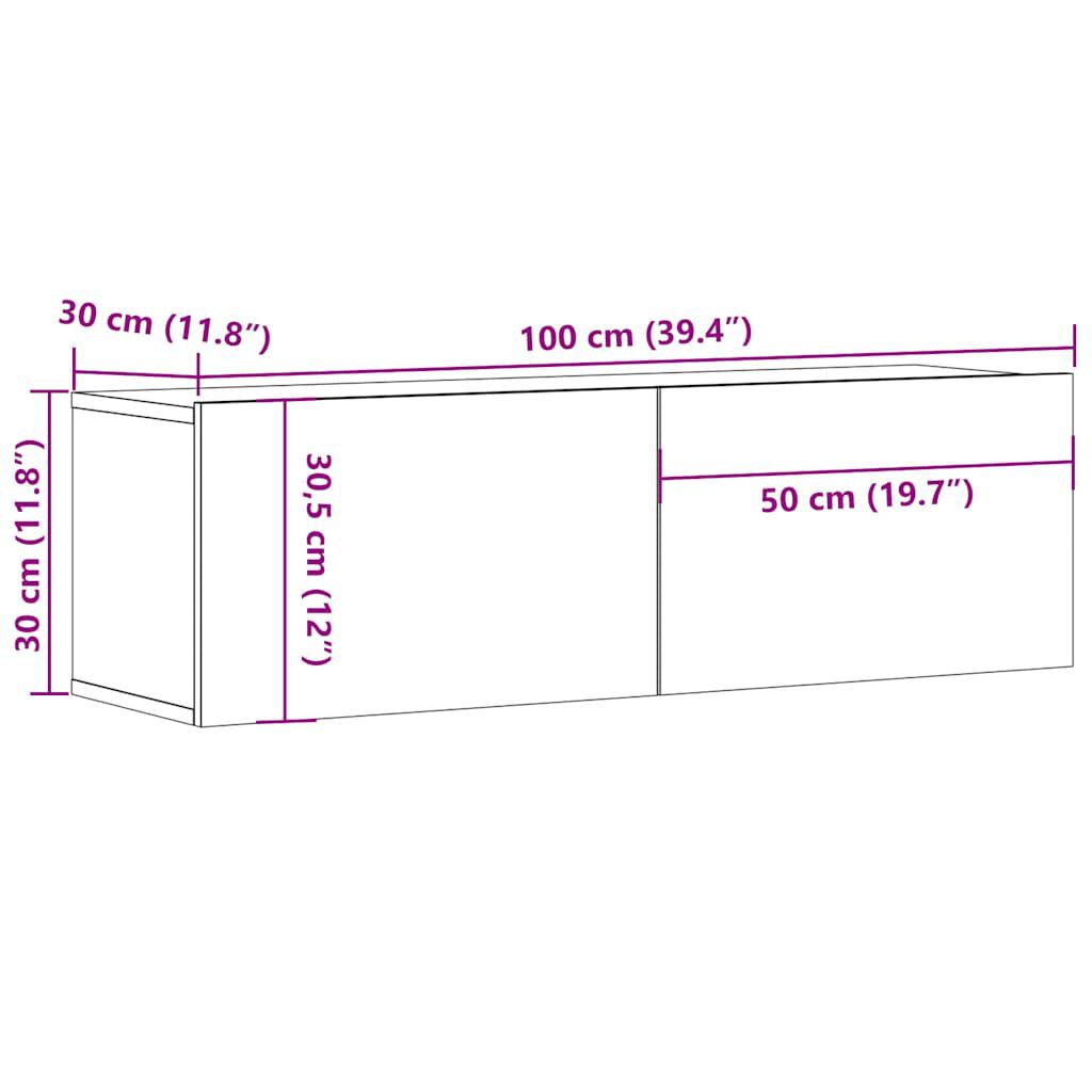 vidaXL خزانة تليفزيون أبيض 100×30×30 سم خشب صناعي