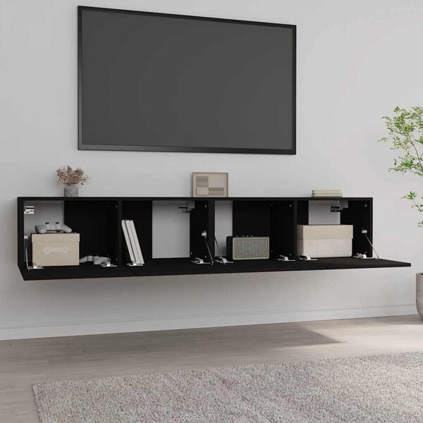 vidaXL خزائن تلفزيون 2ق أسود 80x30x30 سم خشب صناعي