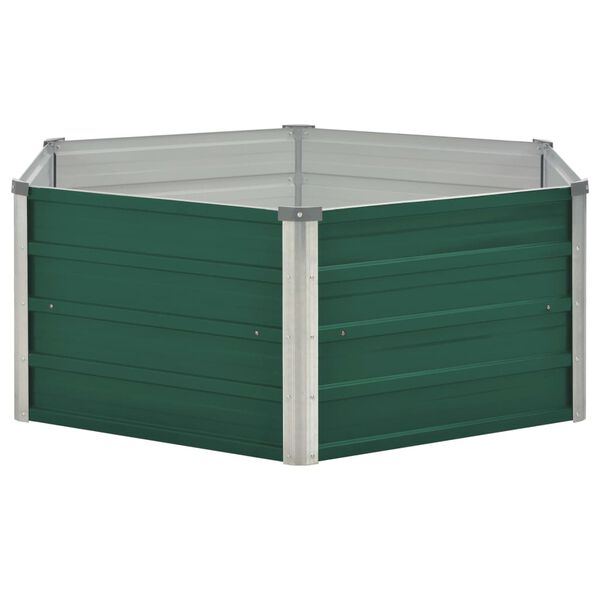 vidaXL حوض حديقة مرتفع 129×129×46 سم فولاذ مجلفن أخضر