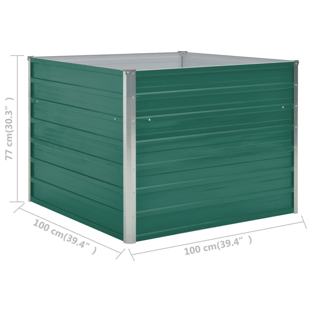 vidaXL حوض حديقة مرتفع 100×100×77 سم فولاذ مجلفن أخضر