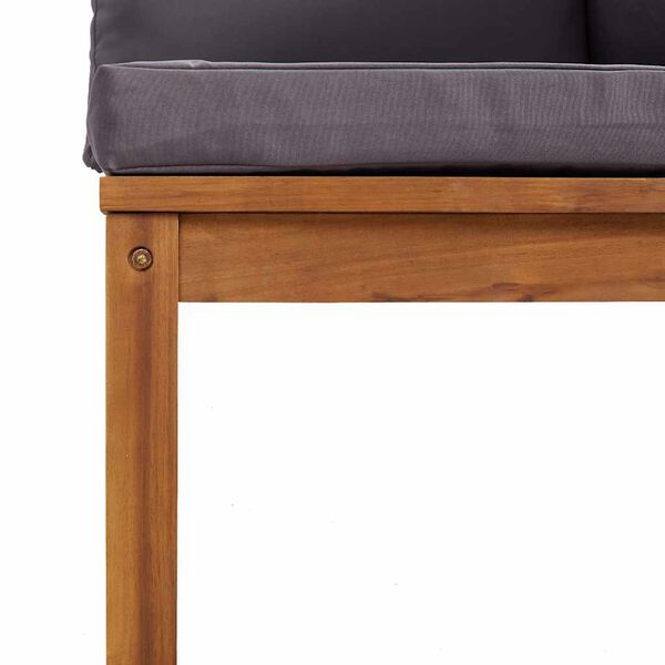 vidaXL طقم 3 قطع جلسة حديقة مع وسائد رمادي داكن خشب أكاسيا