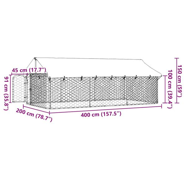 vidaXL منزل كلب خارجي مع سقف 150x200x400 سم