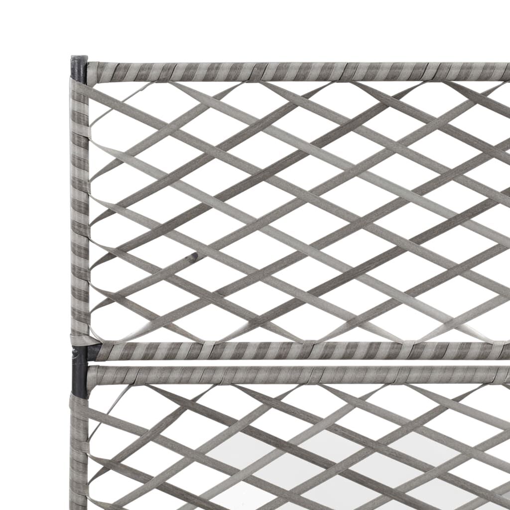 حوض تعريشة زراعي مرتفع مع 3 أصائص 130x30x83 سم بولي روطان رمادي
