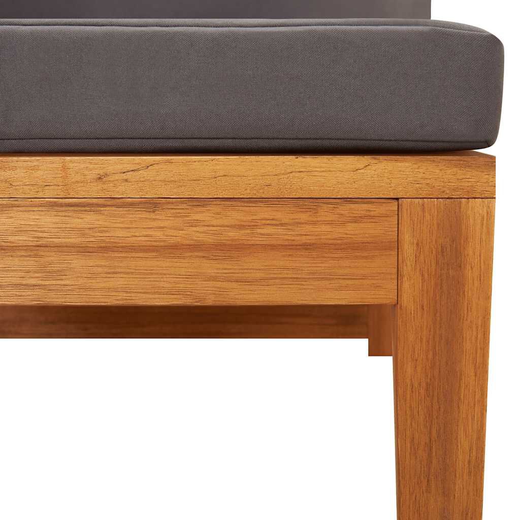 vidaXL أريكة ركنية مع وسائد رمادي داكن خشب أكاسيا صلب