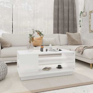 vidaXL طاولة قهوة أبيض شديد اللمعان 102x55x43 سم خشب صناعي