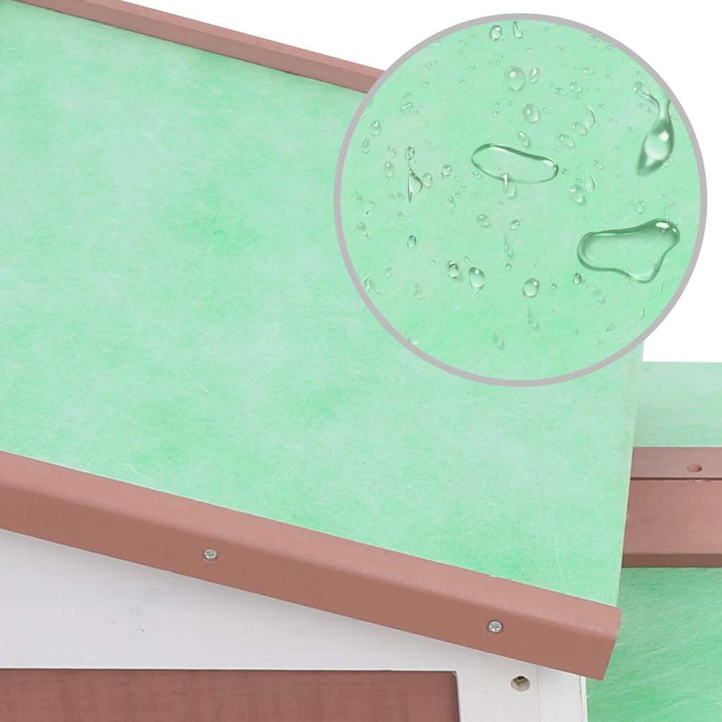 vidaXL قفص أرانب خارجي كبير بني وأبيض 85x45x145 سم خشب