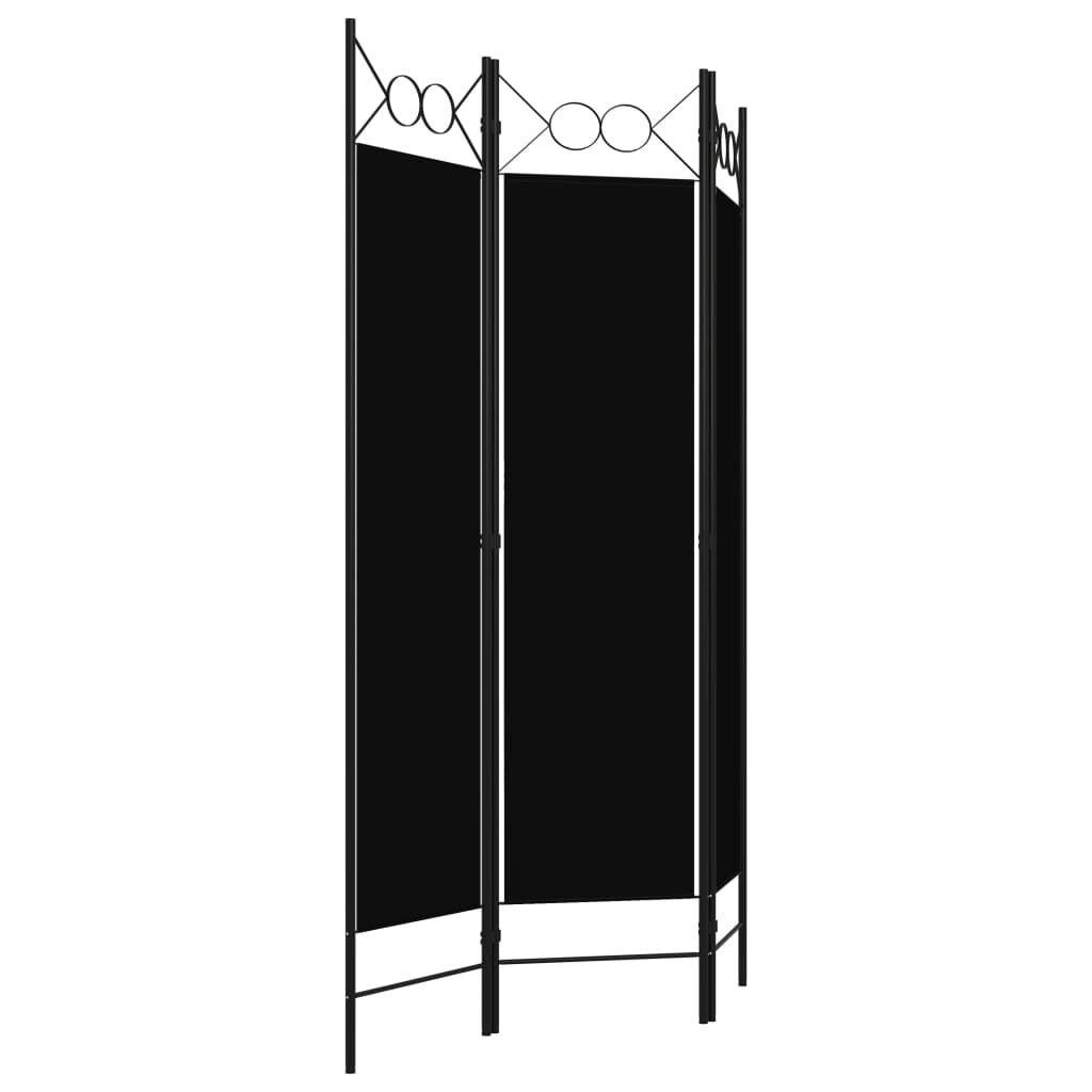 vidaXL مقسم غرفة ذو 3 ألواح أسود 120×180 سم
