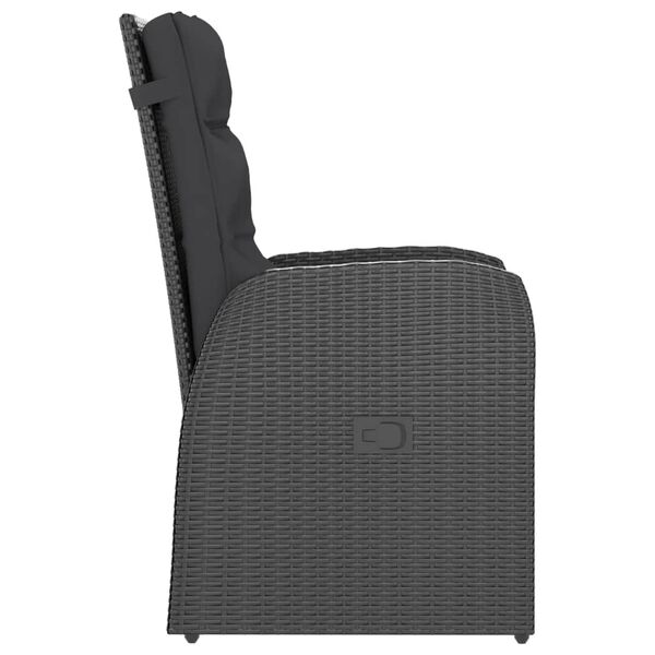 vidaXL طقم سفرة خارجي 7 قطع مع وسائد بولي روطان أسود