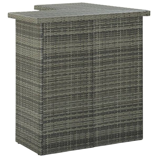 vidaXL طاولة زاوية بار رمادي 100×50×105 سم بولي روطان