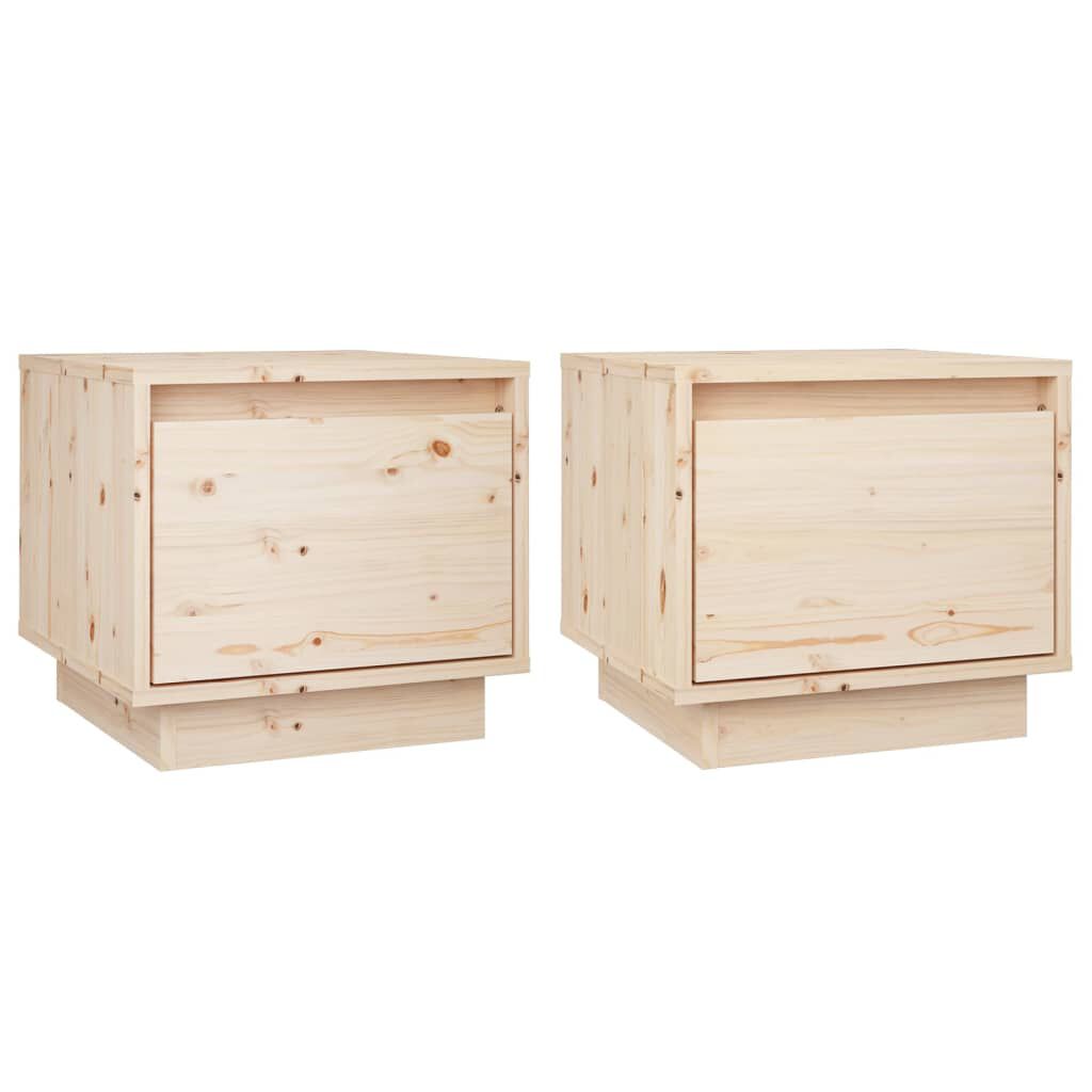 vidaXL خزانات جانب السرير 2 ق 35×34×32 سم خشب صنوبر صلب