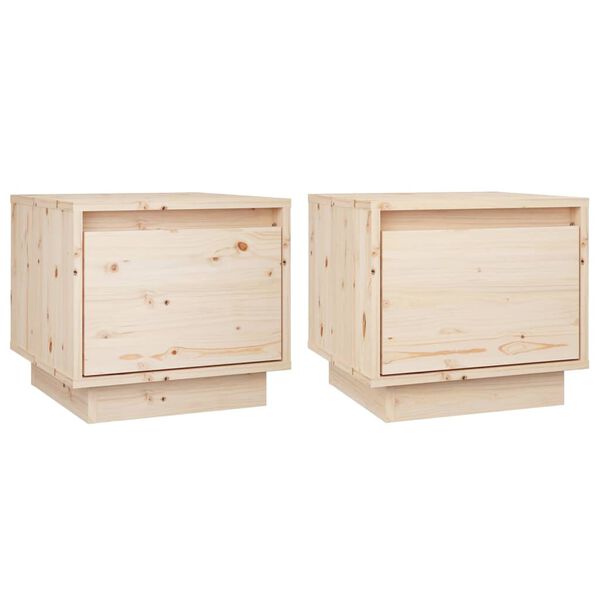 vidaXL خزانات جانب السرير 2 ق 35×34×32 سم خشب صنوبر صلب