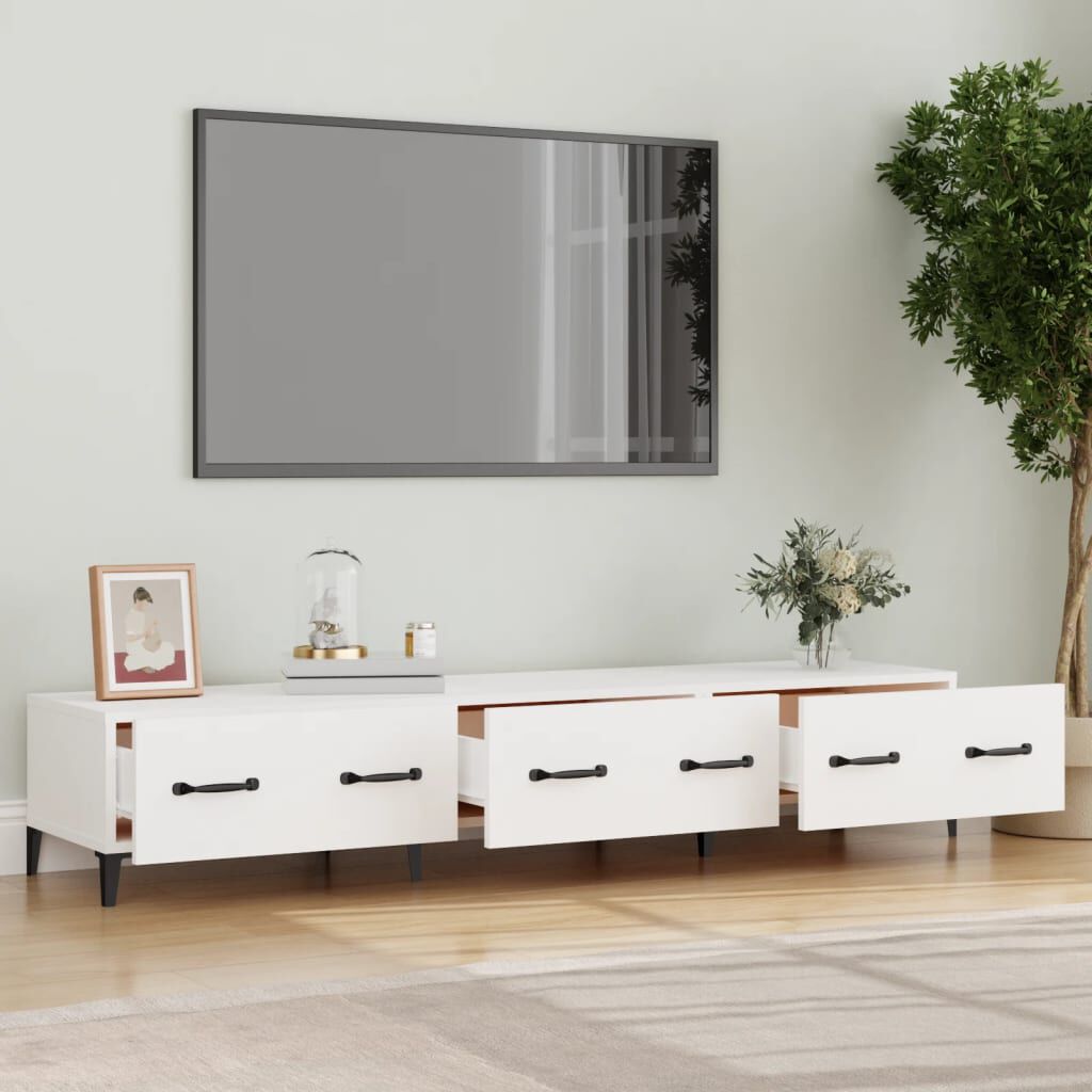812645 vidaXL خزانة تلفزيون لون أبيض 150x34,5x30 سم خشب صناعي
