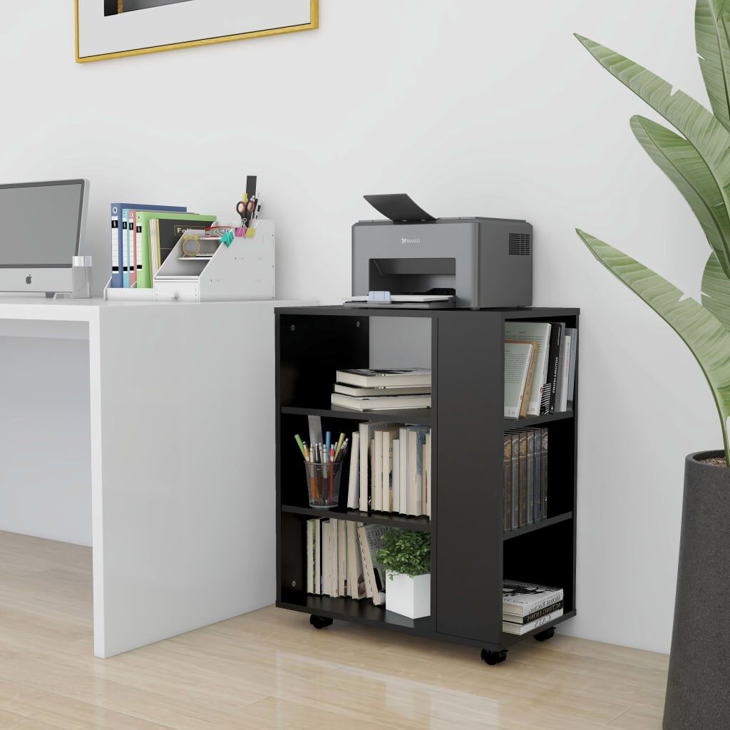 vidaXL خزانة دوارة 75x35x60 سم خشب صناعي أسود