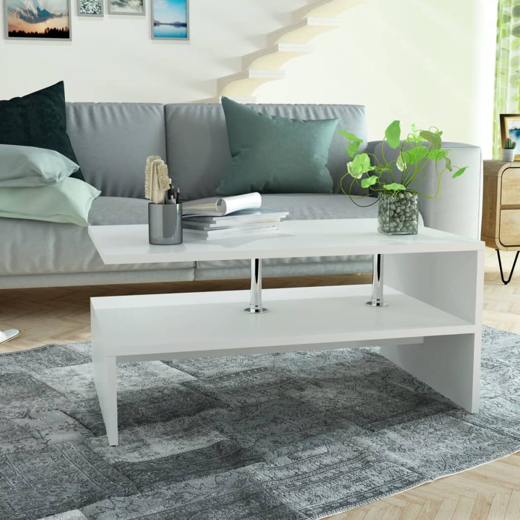 vidaXL طاولة قهوة خشب صناعي 42x59x90 سم أبيض