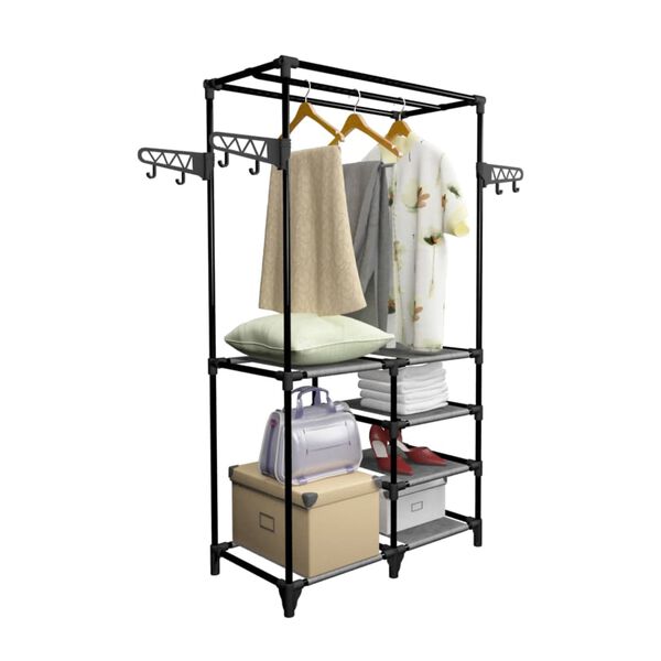 حامل ملابس فولاذ وقماش غير منسوج 158x44x87 سم أسود vidaXL