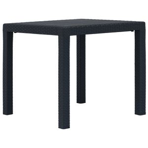 vidaXL طاولة حديقة أنثراسيت 79&times;79&times;72 سم بلاستيك بمظهر روطان
