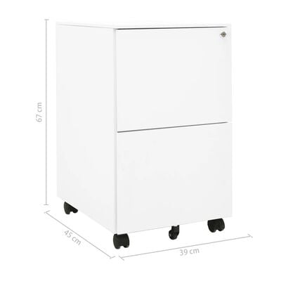 vidaXL خزانة ملفات متحركة أبيض 39×45×67 سم فولاذ