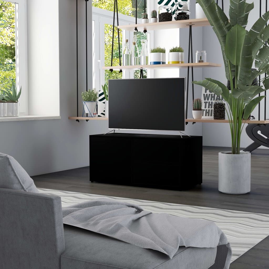 vidaXL خزانة تلفزيون لون أسود 80×34×36 سم خشب صناعي