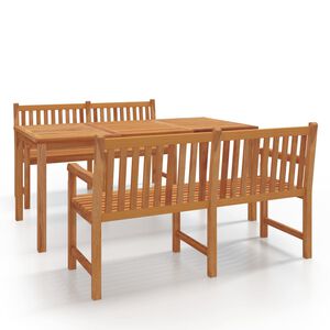 vidaXL عدد 3 قطع طقم سفرة حديقة خشب ساج صلب