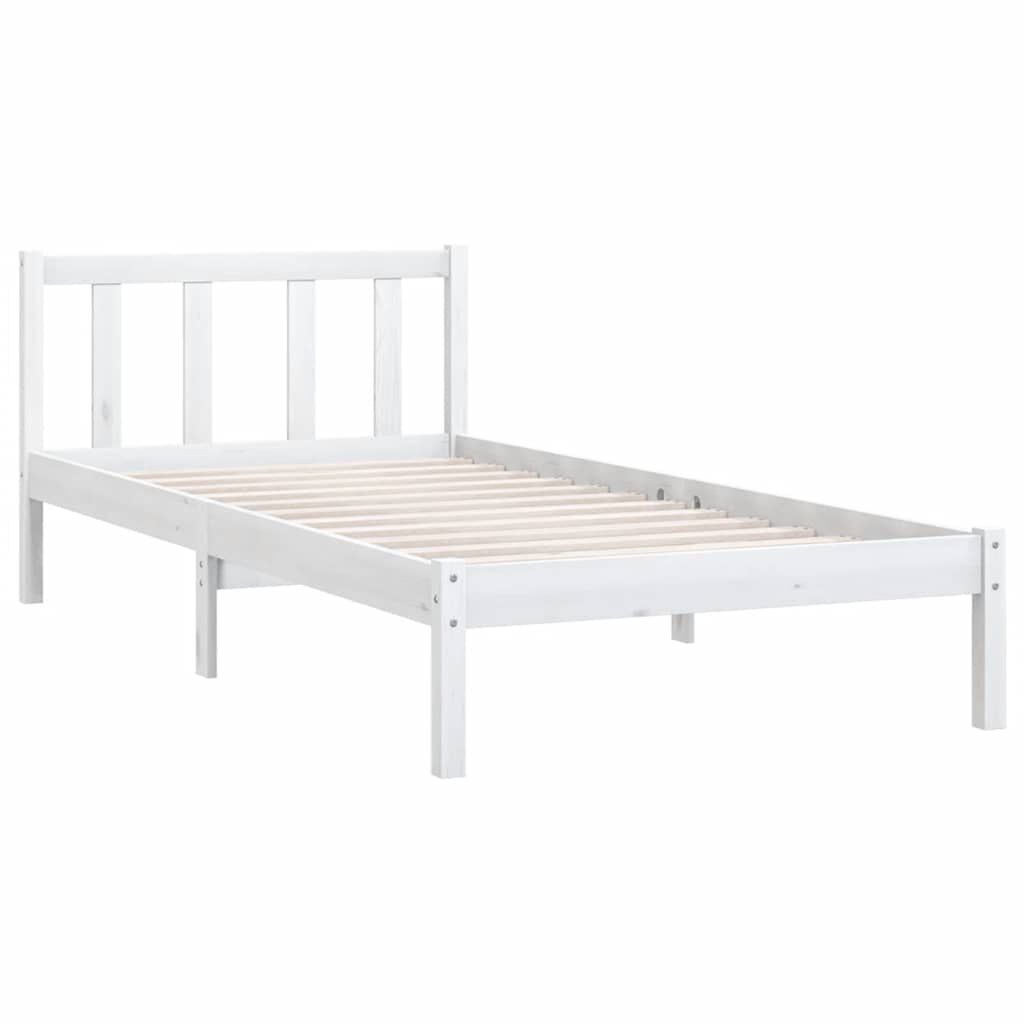 vidaXL إطار سرير خشب صنوبر صلب أبيض 90×200 سم