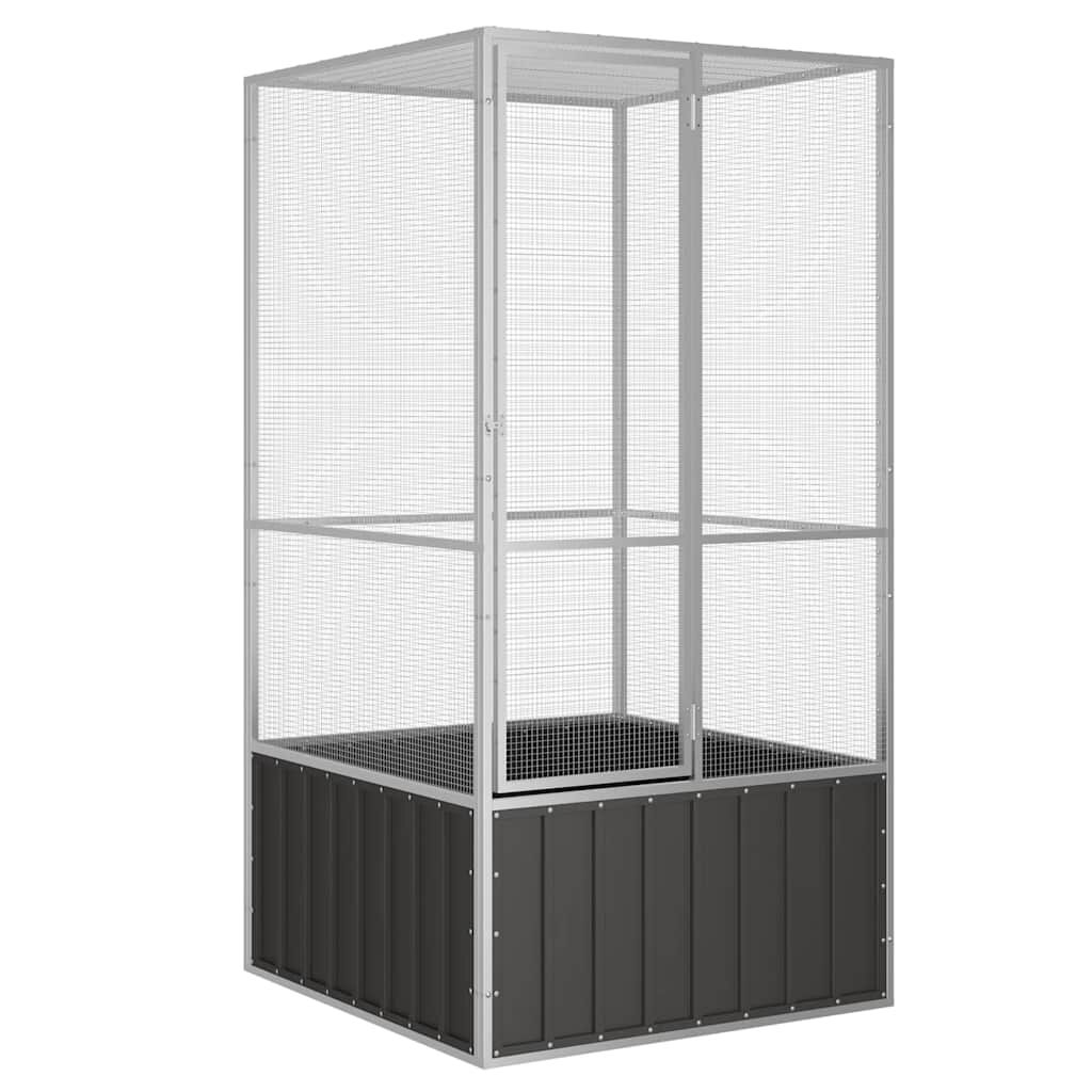 vidaXL قفص طيور أنثراسايت 211,5x107x111 سم فولاذ مجلفن