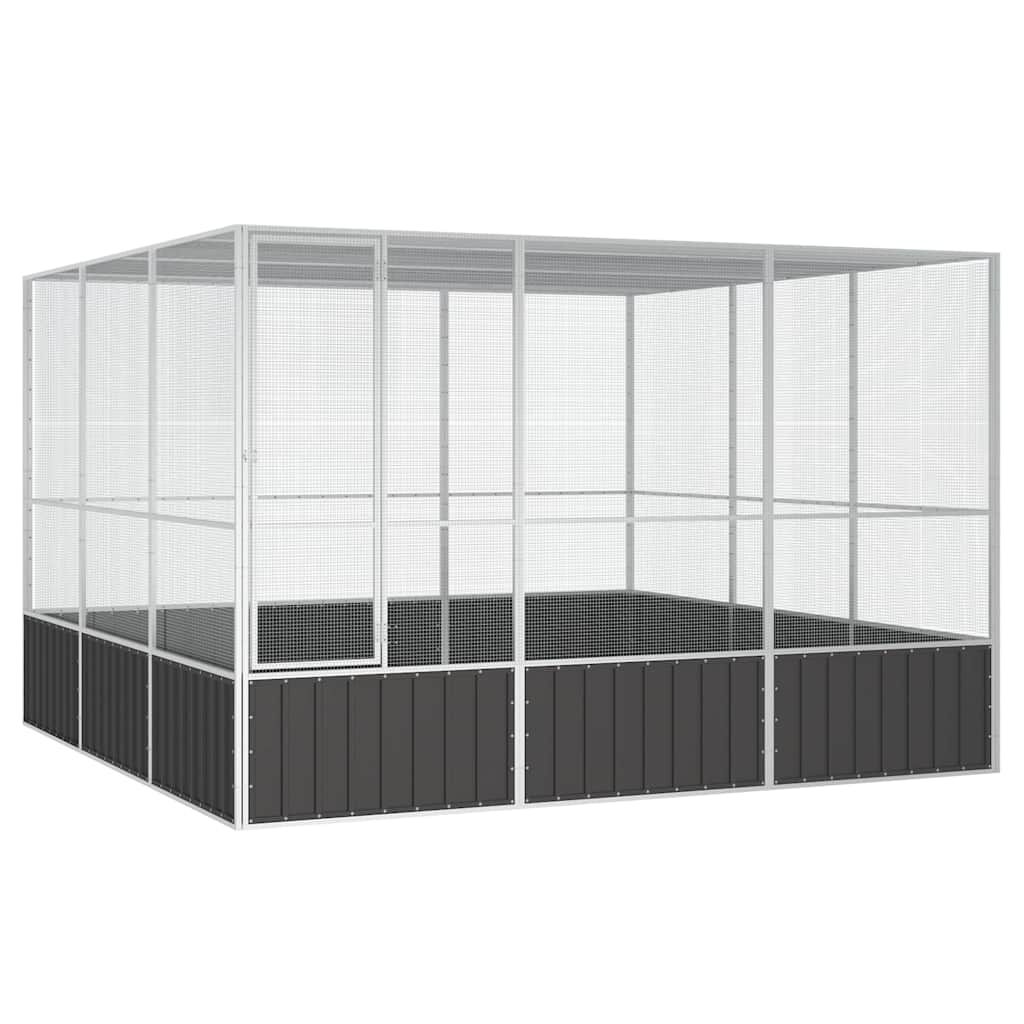 vidaXL قفص طيور أنثراسايت 211,5x324,5x302,5 سم فولاذ مجلفن