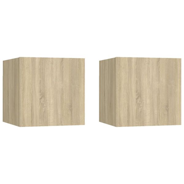 vidaXL خزانات جانب السرير 2 ق سونوما أوك 30.5×30×30 سم خشب صناعي