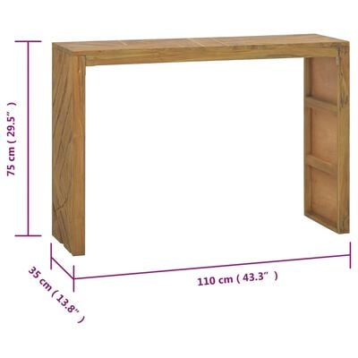 vidaXL طاولة كونسول 110×35×75 سم خشب ساج صلب