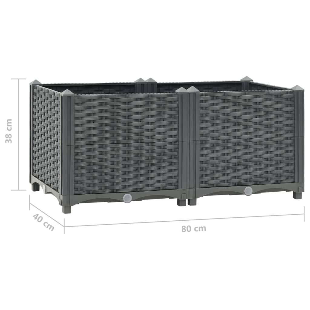 vidaXL حوض زراعي مرتفع 80×40×38 سم بولي بروبيلين
