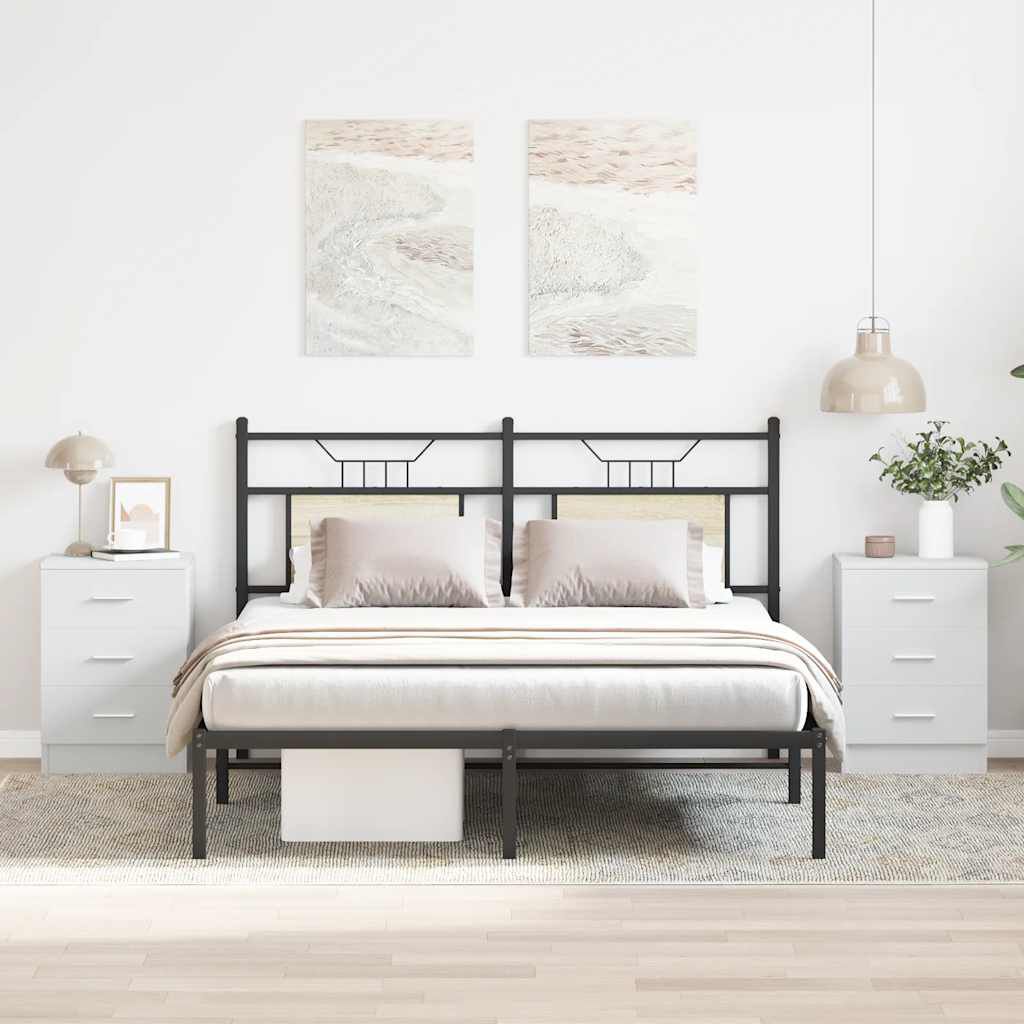 vidaXL خزانات جانب السرير 2 ق لون أبيض 38×35×56 سم خشب صناعي