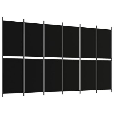 vidaXL مقسم غرفة 6-ألواح أسود 300×180 سم قماش
