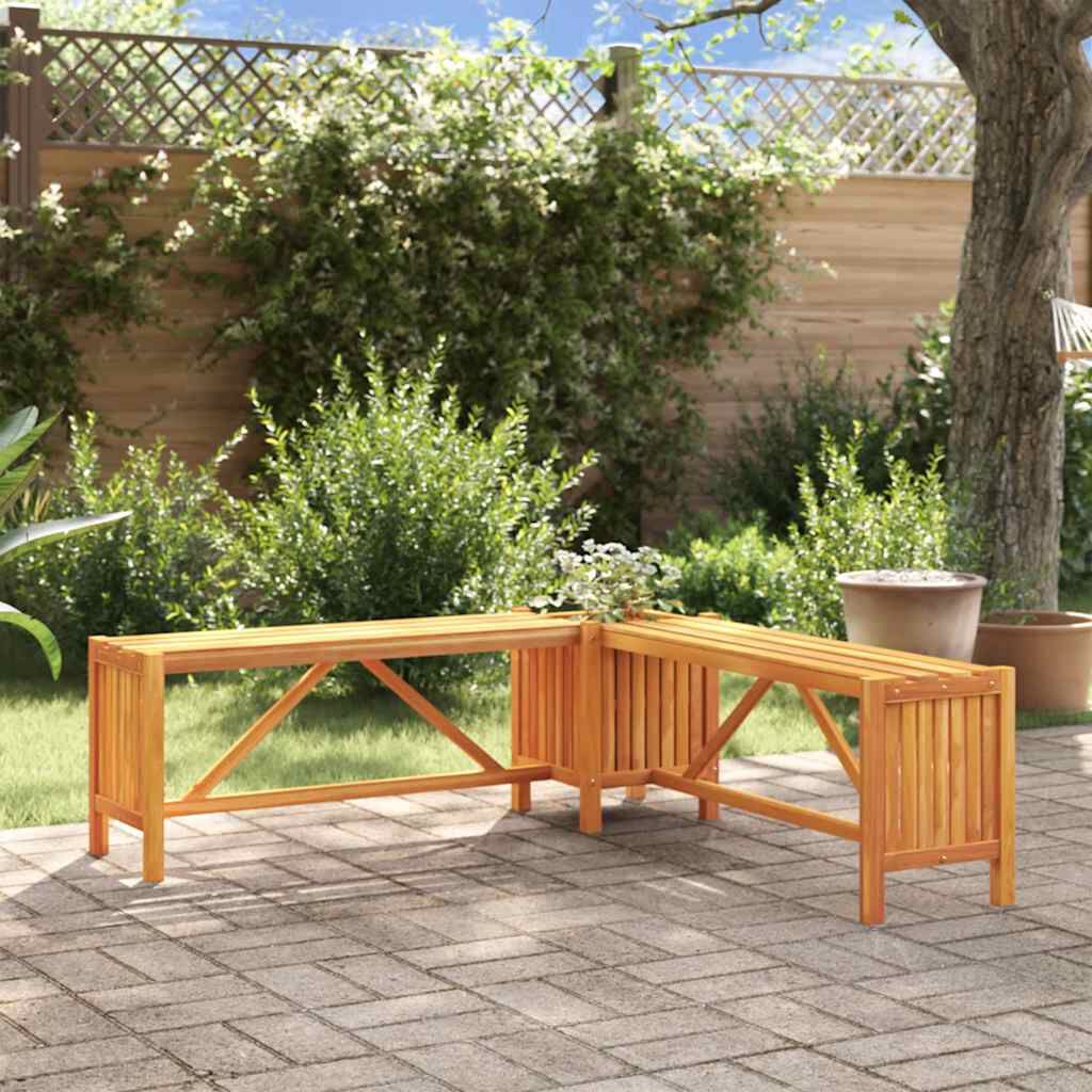 vidaXL مقعد زاوية حديقة مع حوض زرع 117×117×40 سم خشب سنط صلب