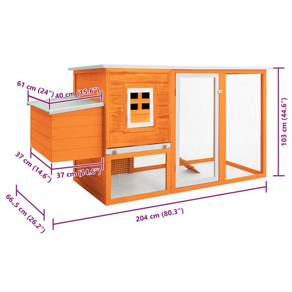 vidaXL قفص دجاج خارجي بيت دجاج مع 1 قفص للبيض خشب