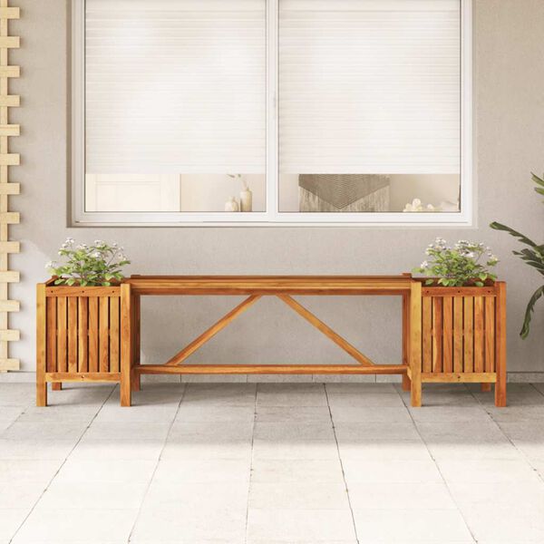 vidaXL مقعد حديقة مع 2 أحواض زرع 150×30×40 سم خشب أكاسيا صلب