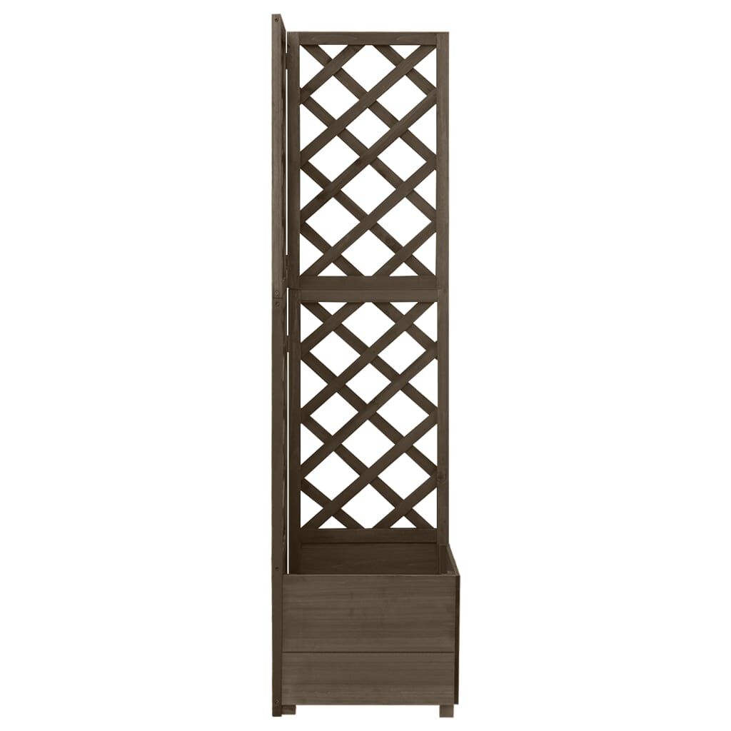 vidaXL حوض تعريشة ركني رمادي 40×40×150 سم خشب تنوب صلب