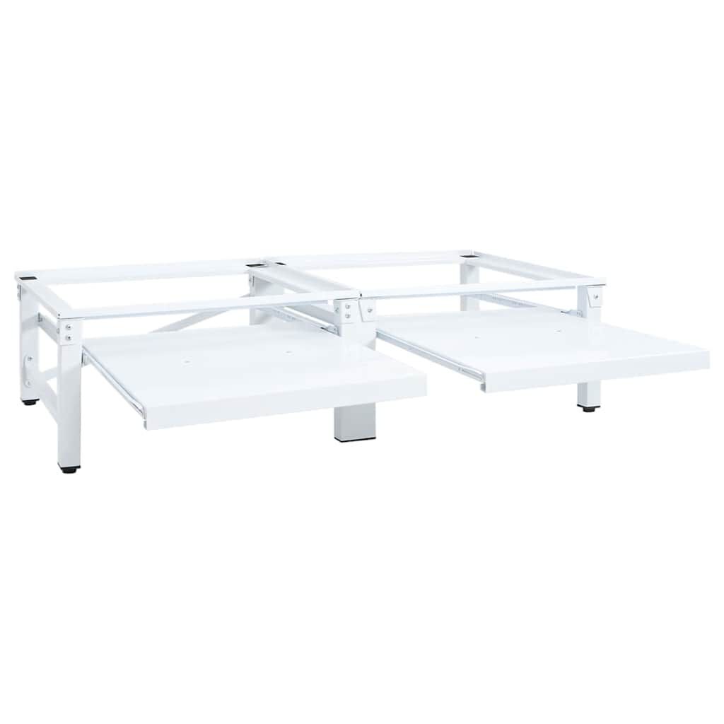 vidaXL قاعدة آلة الغسيل والتجفيف مع أرفف قابلة للسحب أبيض