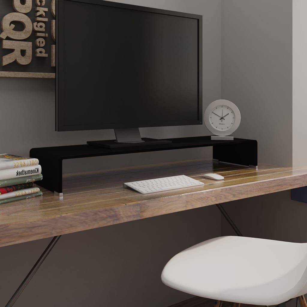 vidaXL حامل تلفزيون/رافع شاشة زجاج أسود 100×30×13 سم