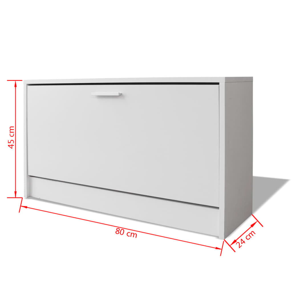 vidaXL مقعد تخزين أحذية أبيض 80×24×45 سم